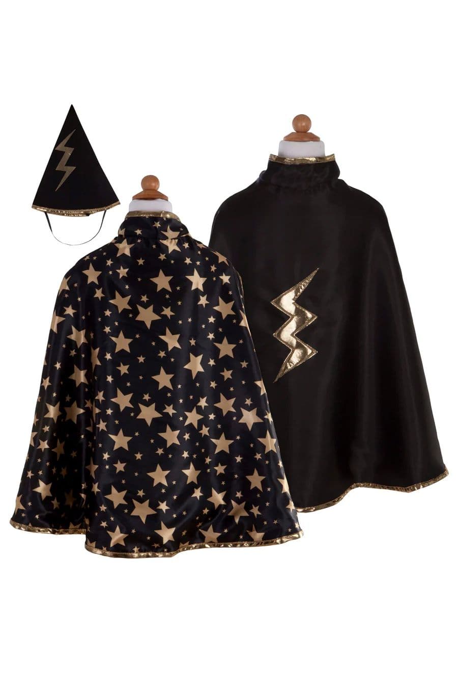 Halloween - Cape de magicien réversible avec chapeau, noir, taille US 4-6